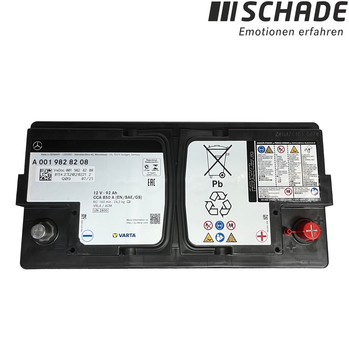 Original Mercedes AGM Autobatterie Starterbatterie 12V 92Ah 95Ah  