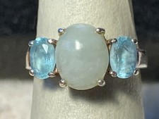 Vintage Sterling Silver 925 Quartz Ring with Topaz Accents Size 5.75.