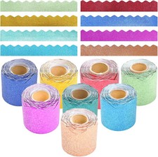 Bulletin Board Borders - 8 Rolls 262.4 Ft Colorful Glitter Bulletin Board Decora