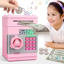 Electronic ATM Safe Piggy Bank for Kids - Real Money Savings Coin Bank with Code