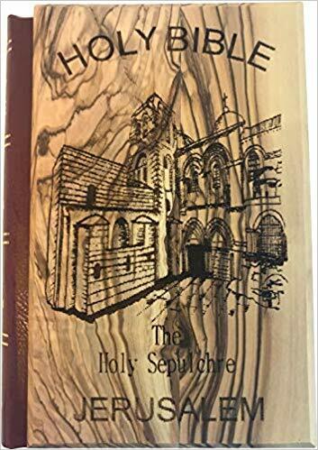 Jerusalem Bibel, Olivenholzdeckel geschnitzt mit Grabeskirche - Bild 1 von 1