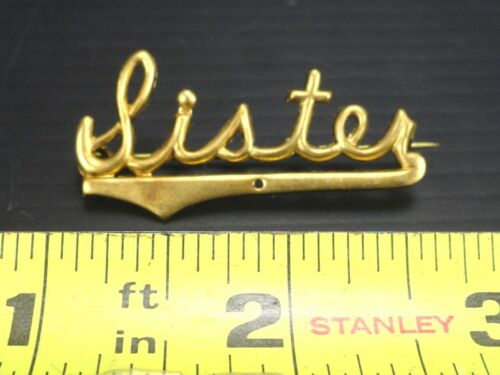 Je 5 Stück - Vintage Messing Frau & Schwester Brosche/ Anstecknadeln, Kursive Schrift - Bild 9 von 12