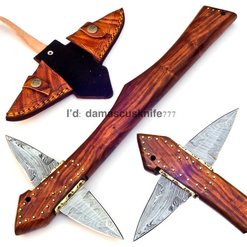 BEAUTIFUL CUSTOM HAND MADE DAMASCUS STEEL HUNTING DAGGER KNIFE HANDLE REAL WOOD - Bild 1 von 6