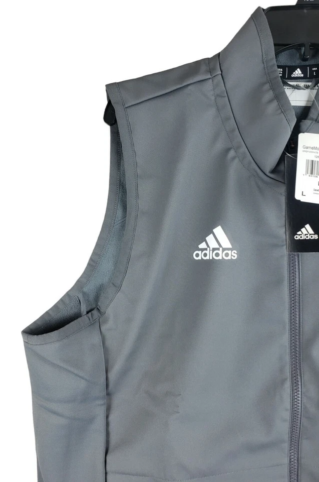 adidas Game Mode Vest Men's Casual Full Zip Vest FP9983 Gray White Large - Image 4 of 4
