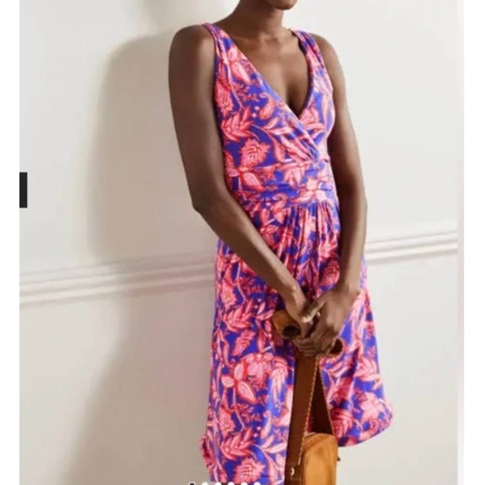 NWT Boden Women's Effie Jersey Dress in Strawberry Daiquiri Wild Flora (Sz  6)