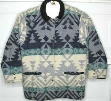 Woolrich Button Front Wool Geometric Pattern Coat Jacket Men's L  USA