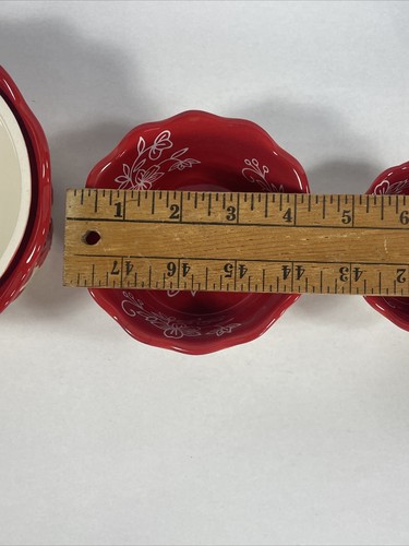 Temptations Basketweave Nested Nesting Bowls Floral Lace Lid PPP SQ 962920 Red - Picture 10 of 14