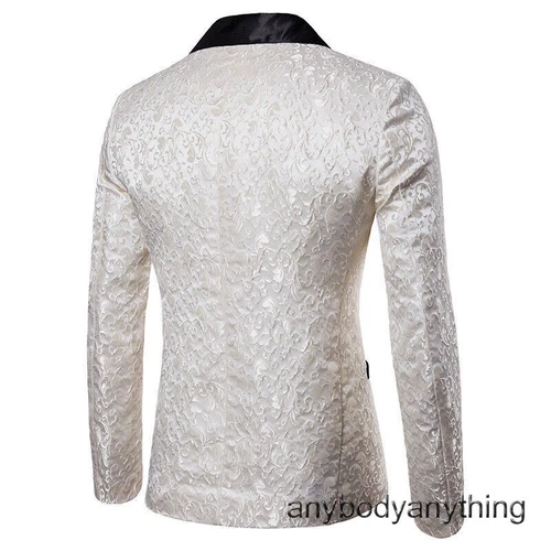 Herren Jacquard Smoking Anzug Sakko Abendessen Party Abschlussball Hochzeit Blazer Jacken Mantel - Bild 16 von 28