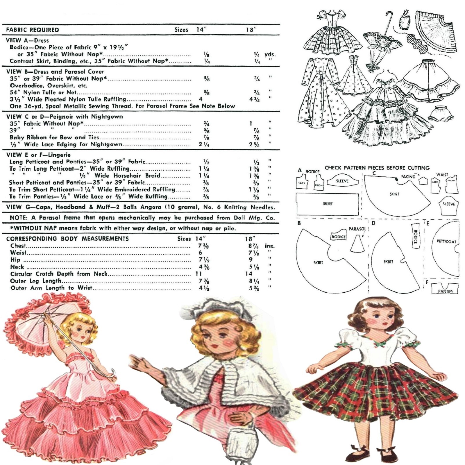 14" Doll Clothes Sewing Pattern For Sweet Sue, Cissy, Toni And Many Others