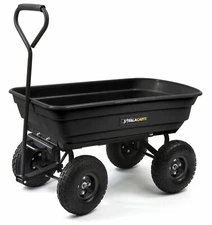 Black Garden Dump Cart Utility Wagon Lawn Yard Heavy Duty Wheelbarrow 600 lbs