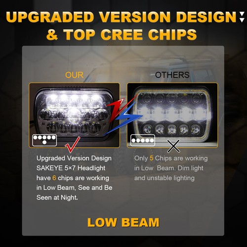 Par de faros LED cromados blancos de haz alto/bajo de 7X6" para Pontiac Phoenix 1977-1984 - Imagen 9 de 10