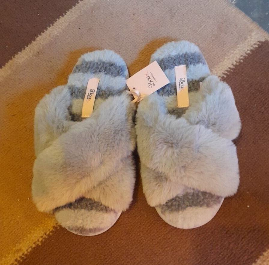 Boux Avenue Faux Fur Cross Over Slippers Slider Slippers Boux