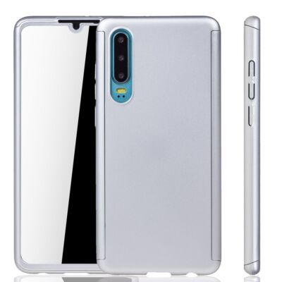 Handyhülle Schutz Case für Huawei P30 Full Cover Displayschutz Bumper Silber