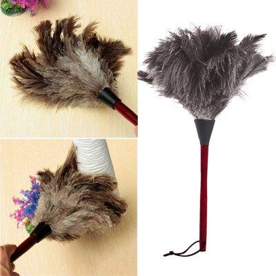 Anti-static Ostrich Feather Fur Brush Duster Dust Cleaning Tool | eBay UK