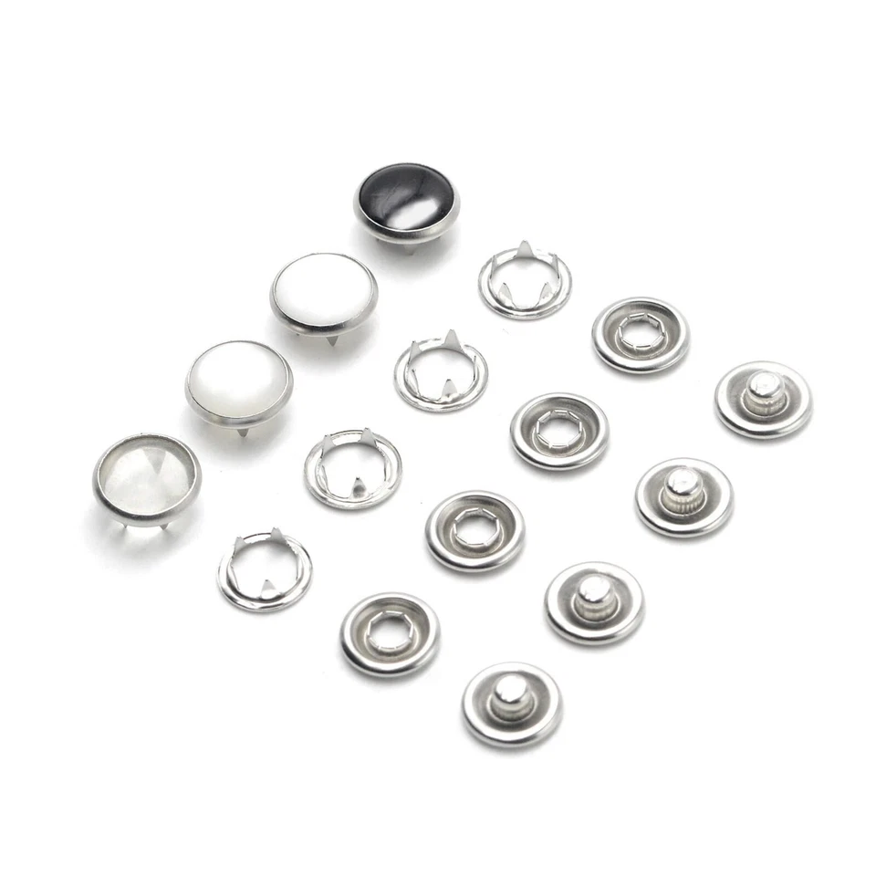 50sets Acrylic Pearled Snap Fasteners Prong Ring Snaps Press Studs Snap Buttons - Image 2 of 3