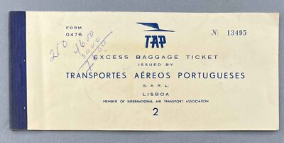 TAP AIR PORTUGAL GEBRAUCHTES ÜBERGEPÄCK FLUGTICKET CARAVELLE