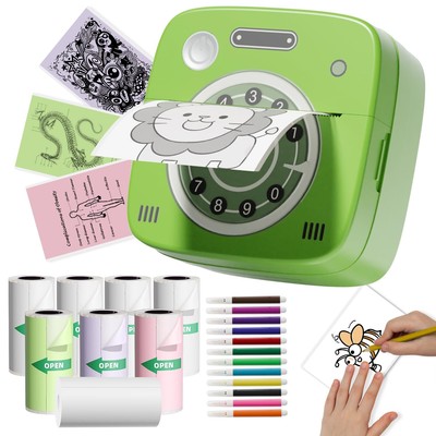Mini Sticker Printer, Portable Pocket Note Printer with 8 Rolls Color Paper, ...
