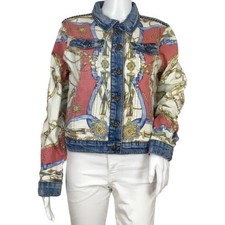 Desigual Women’s Jackets Print Chaq Belt & Chain Details Multicolor Sz 42 Dm16