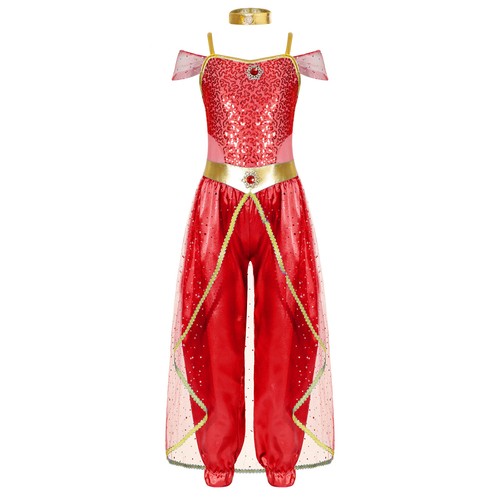 Kids Girl's Bodysuit With Choker Belly Leotard With Choker Carnival Arabian - Picture 37 of 46