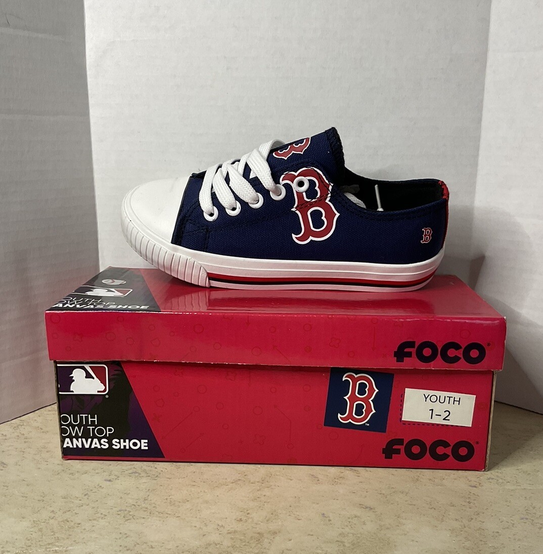 Boston Red Sox MLB Youth Low Top FOCO Canvas Sneakers Youth Size - Main Image