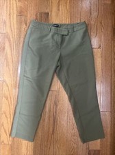 Liz Claiborne Linen Trousers SZ 12 Emma Classic Olive Green Casual Career