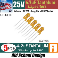 25V 4.7UF  Radial TANTALUM Capacitor  5 Pieces  US SHIP