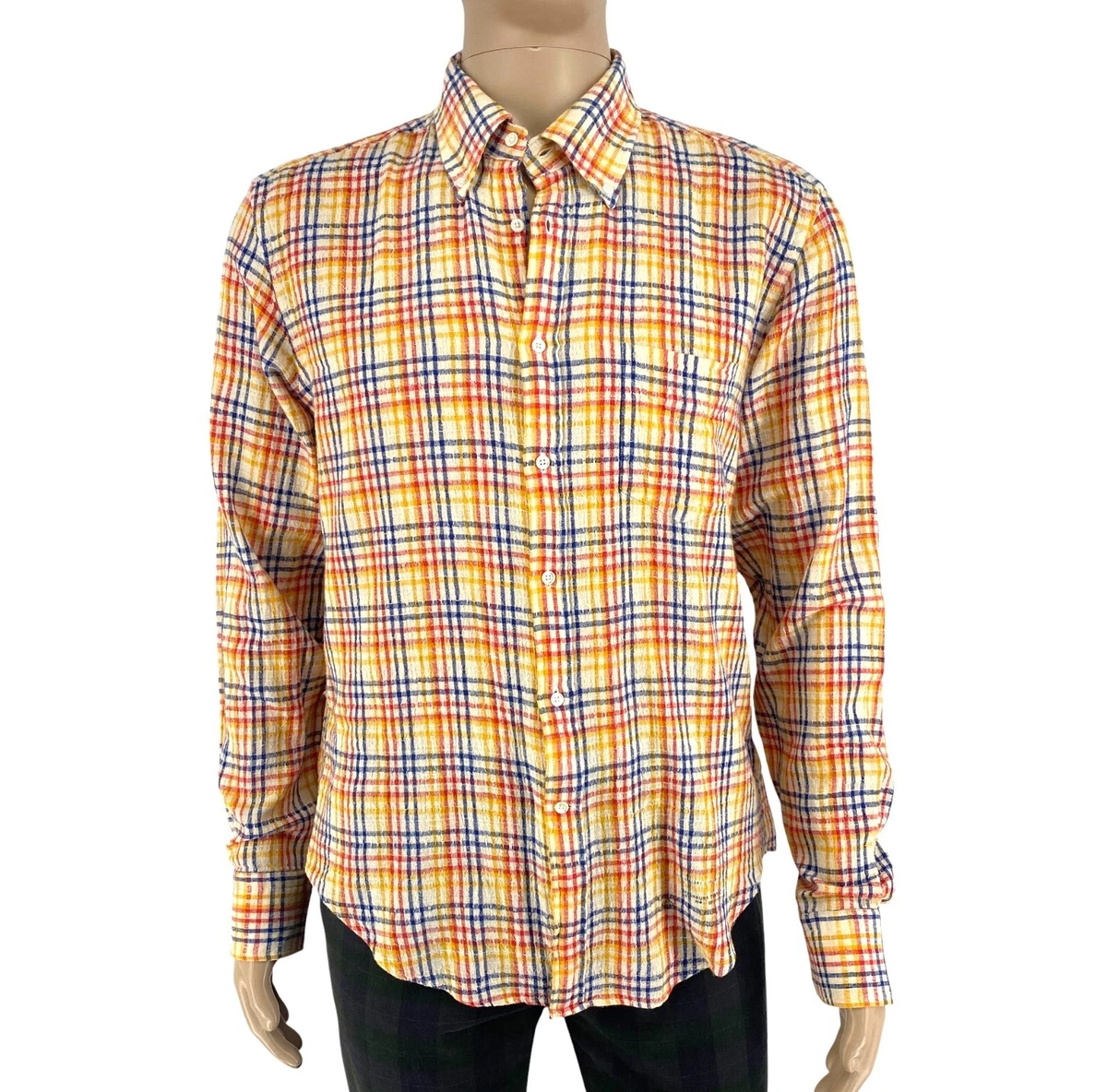 Chemise Homme à Carreaux Manches Longues en Coton Chemise Cargo Tissu