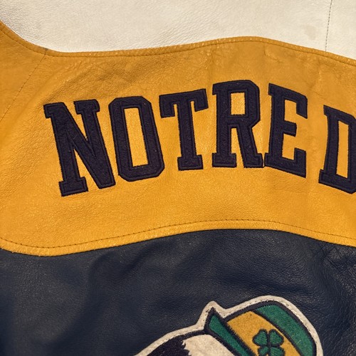 VINTAGE 80's NOTRE DAME FIGHTIN' IRISH EXCELLED LEATHER JACKET LARGE RARE! Below - Picture 10 of 11