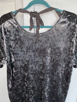 Crushed Velvet Dress Gray Size Small Short Sleeve A Line Dress With Pockets EUC