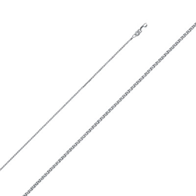 14K Solid Real White Gold 1.3mm Flat Open Wheat Chain Necklace 16-18'' for Women