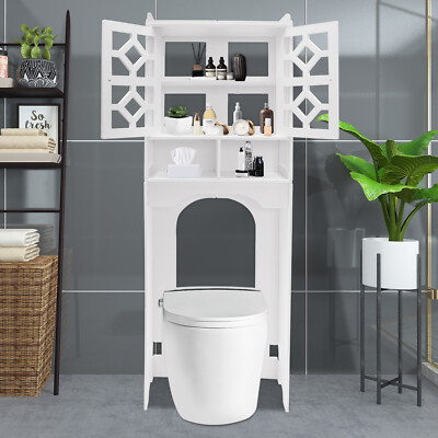 Over The Toilet Storage Cabinet, 4 Tier Bathroom Organizer w/ Raised Leg