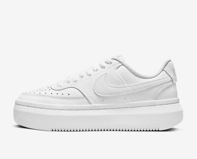 Nike Court Vision Alta LTR Leather Shoes Triple White Womens Size 9.5 DM0113-100
