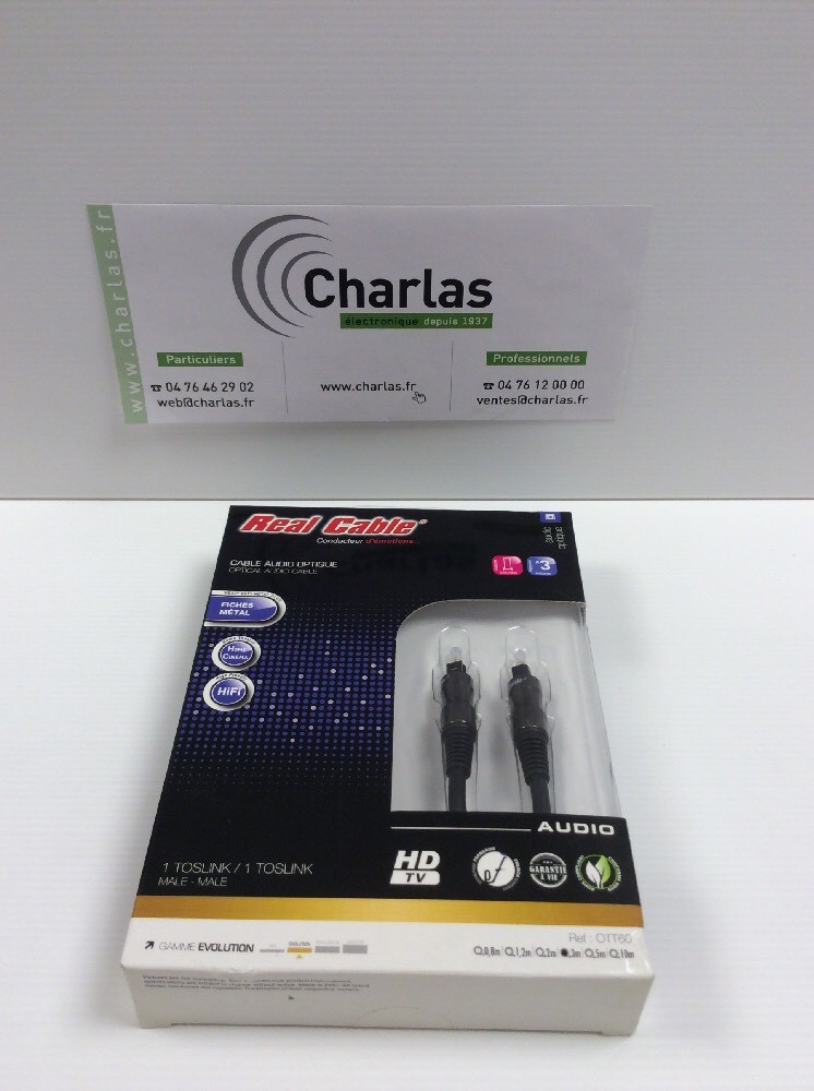 Câble audio optique Toslink 3M Real Cable pour relier un ampli au téléviseur
