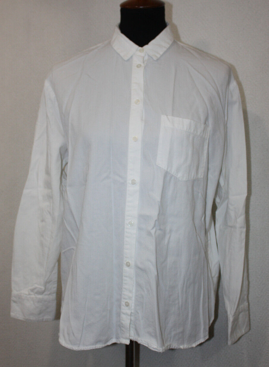 Madewell Sz M Solid White Button Front Shirt Pock… - image 1