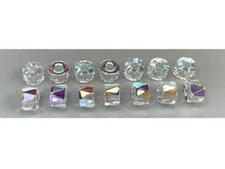 Czech Glass LARGE HOLE Tire Spacer Faceted Beads 9mm Crystal AB 40 pcs P445-P580