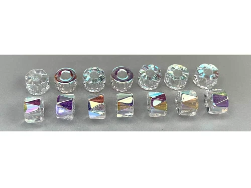 Czech Glass LARGE HOLE Tire Spacer Faceted Beads 9mm Crystal AB 40 pcs P445-P580