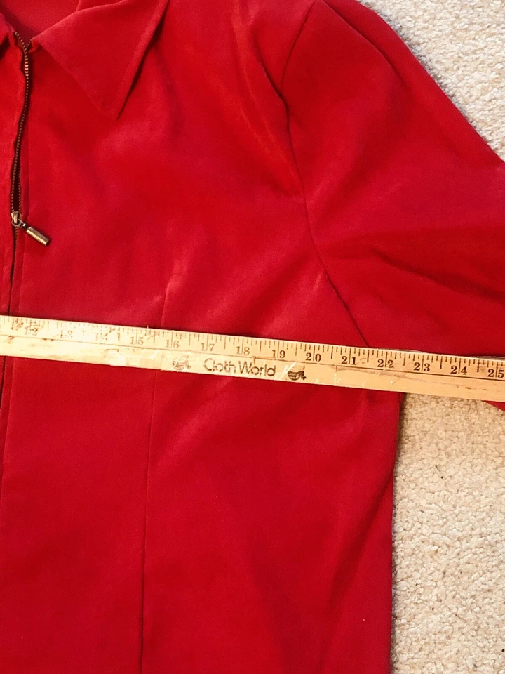 XL Briggs Нью-Йорк полный молнии спереди куртка День святого Валентина красный похудения замши-как - Изображение 3 из 4