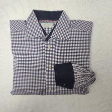 Eton Shirt Mens 16 41 Purple Blue Check Contemporary Dress Long Sleeve Cotton