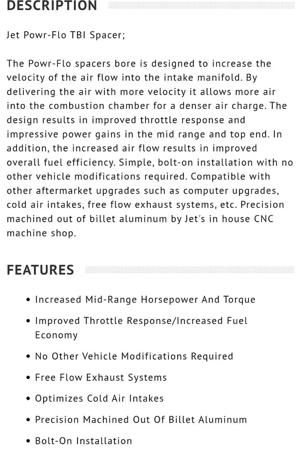 Espaciador de carrocería del acelerador Jet Performance 62138 Powr-Flo Dodge Ram 1500 Foto 4 de 4