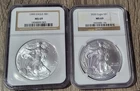 New Listing*PRIVATE LISTING* Two American Eagle Bullion Coins .999 Silver Ms69 2020 & 1999