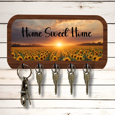Home Sweet Home Key Wall Rack Holder Organizer 10''x5'' Sublimated MDF Wood Board
