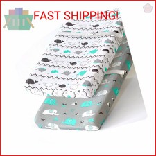 Stretchy Changing Pad Covers for Boys Girls,2 Pack Jersey Knit,Elephant  Whale