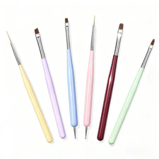 Nail Art Brush Set, 6PCS Painting, Liner, Gel, and Dotting Tools for DIY Nails