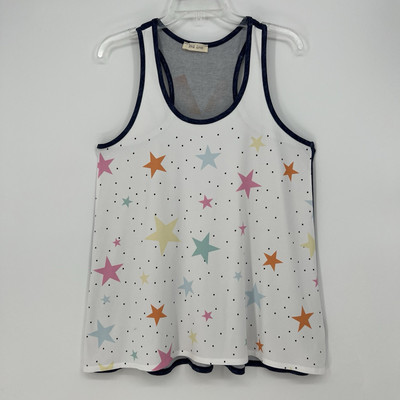 Phil Love Womens Tank Top Medium Racerback Multicolor Stars Soft Oversized NEW