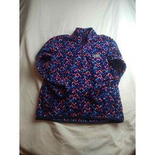 Eddie Bauer Kids Fleece Pullover Quarter Zip Blue Pink Geometric Pattern L 14/16