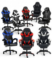Gaming Chair Massage Computer Chair with Footrest and Lumbar Swivel PC Chairs