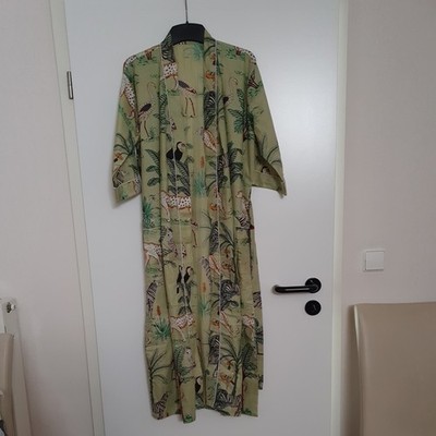 1 Stück Indischer Blumendruck 100 % Baumwolle Morgenmantel Kleid Hippie Damen...