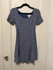 Vintage Ann Taylor Dress Sheath Cap-Sleeve Navy floral  Lined Size 6