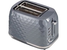 Image of Diamond Textured 2 Slice Toaster White Black Grey Yellow Beige Reheat Defrost