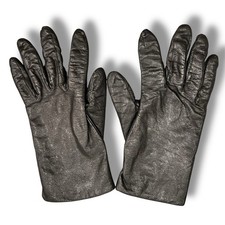 VTG Womens Genuine Leather Gloves-Fownes Size 8 All Black SOFT  A-7